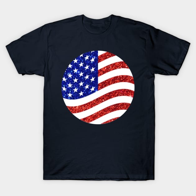 American Flag Glitter T-Shirt by anacarminda